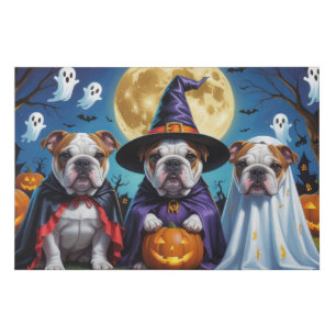 Bulldogs Pumpkin Halloween Funny Faux Canvas Print
