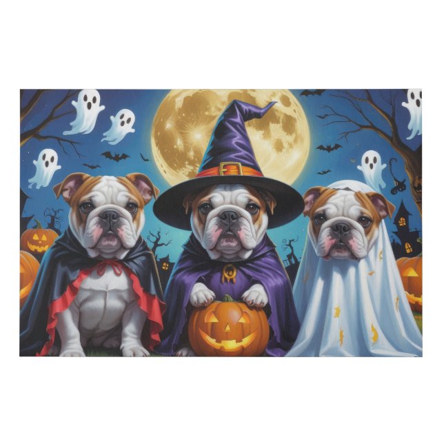 Bulldogs Pumpkin Halloween Funny  Faux Canvas Print (Front)