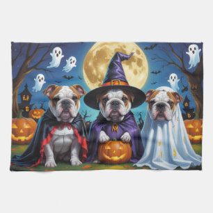 Bulldogs Pumpkin Halloween Funny  Kitchen Towel