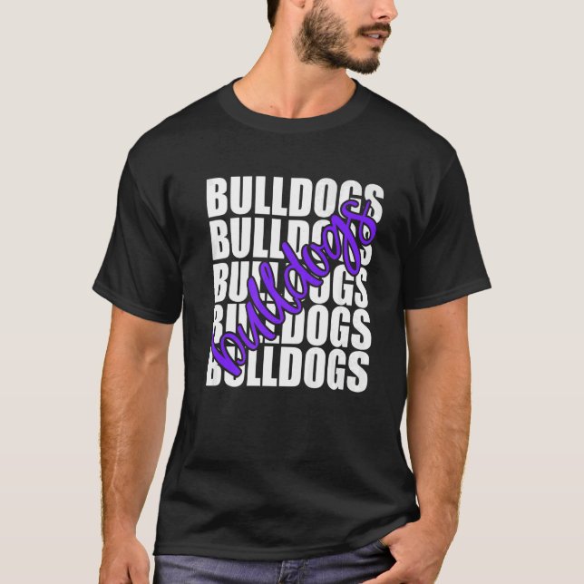 Bulldogs Purple School Sports Fan Team Spirit   T-Shirt (Front)