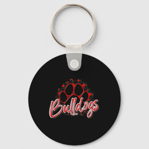 Bulldogs Red Black Cheetah School Sports Fan Team Keychain