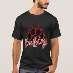 Bulldogs Red Black Cheetah School Sports Fan Team  T-Shirt