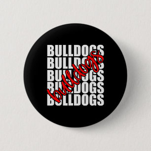 Bulldogs Red School Sports Fan Team Spirit  Button