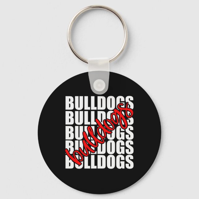 Bulldogs Red School Sports Fan Team Spirit  Keychain (Front)