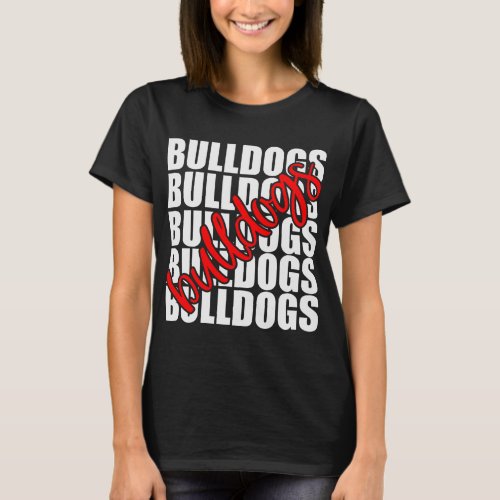 Bulldogs Red School Sports Fan Team Spirit  T_Shirt