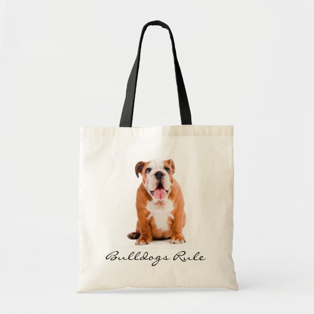 Bulldogs Rule Puppy Budget Canvas Tote Bag (Front)