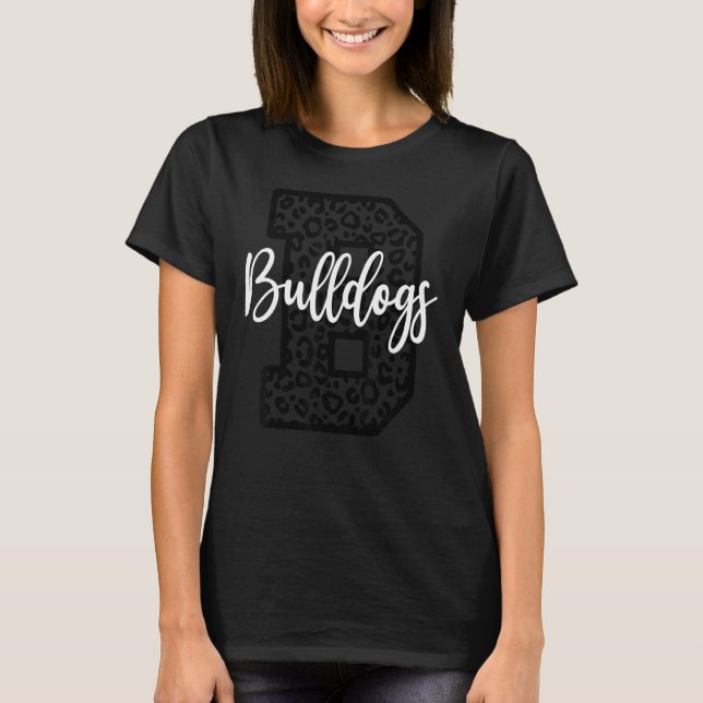 Bulldogs School Spirit Mascot Leopard Cheer Fan Ga T-Shirt (Front)
