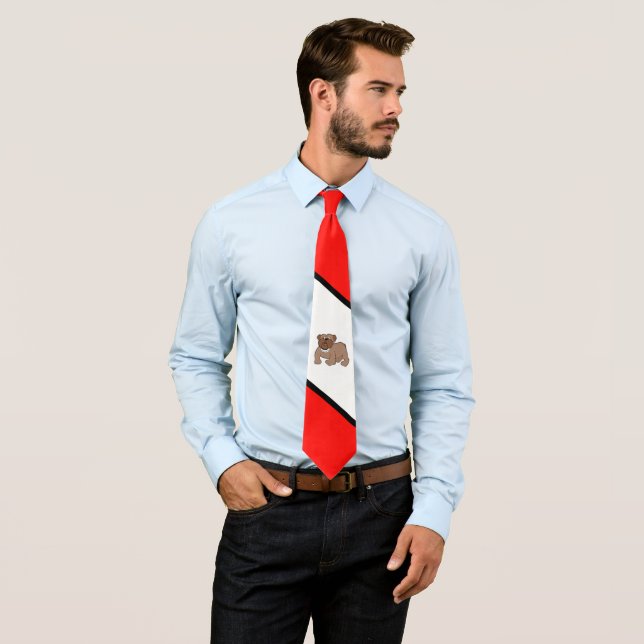 Bulldogs Sports Team Red White Necktie (In Situ)