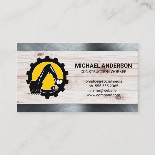 Bulldozer Arm | Heavy Machinery | Construction Business Card (Front)