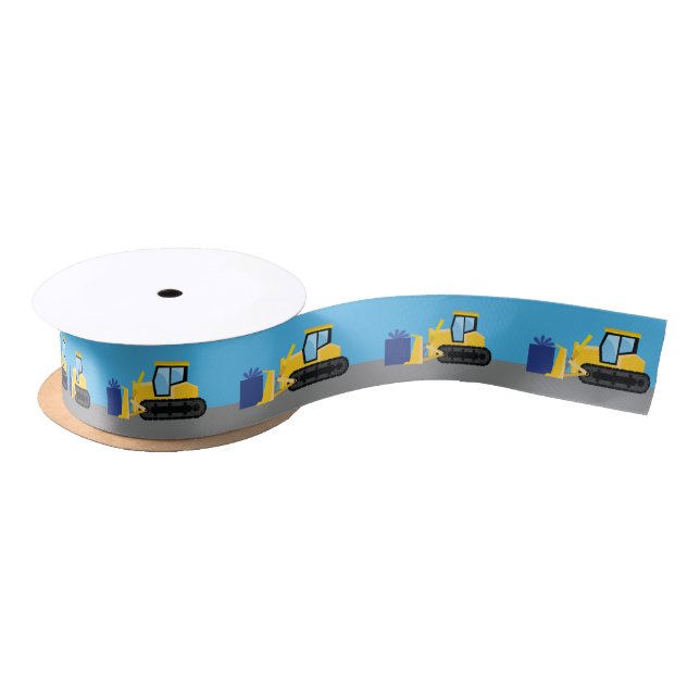 Bulldozer Birthday Party Construction Satin Ribbon (Spool)