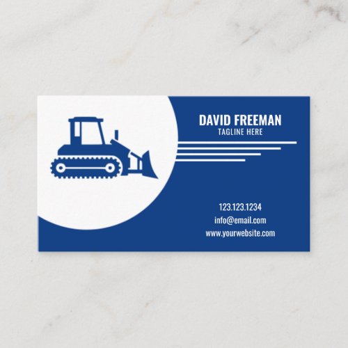 Bulldozer Blue and White Construction Machine Business Card