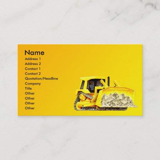 Customizable Bulldozer Business Card