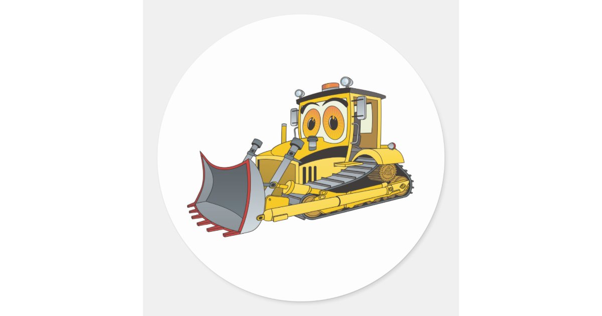 Bulldozer Cartoon Classic Round Sticker | Zazzle Bulldozer Cartoon Classic Round Sticker | Zazzle