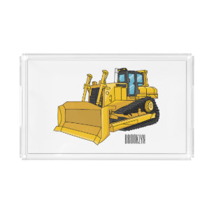 Bulldozer cartoon illustration acrylic tray