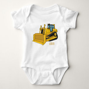 Bulldozer cartoon illustration baby bodysuit