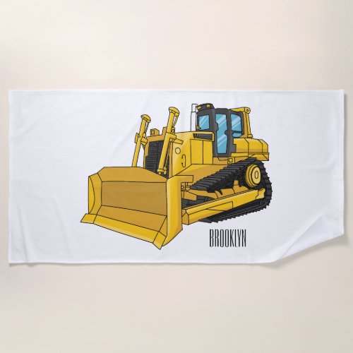 Bulldozer cartoon illustration beach towel