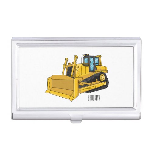 Bulldozer cartoon illustration business card case