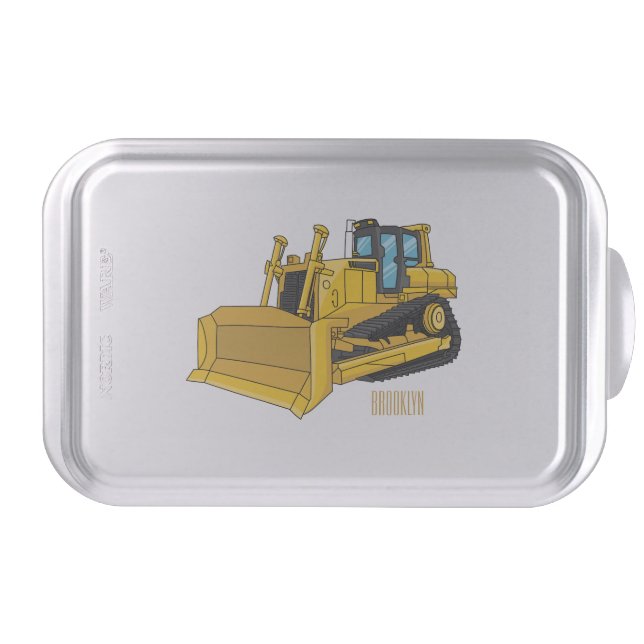 Bulldozer cartoon illustration cake pan (Front)