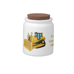 Bulldozer cartoon illustration candy jar