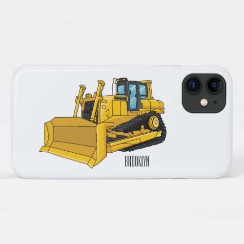 Bulldozer cartoon illustration iPhone 11 case