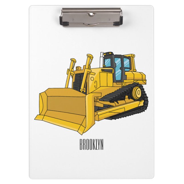 Bulldozer cartoon illustration clipboard (Front)