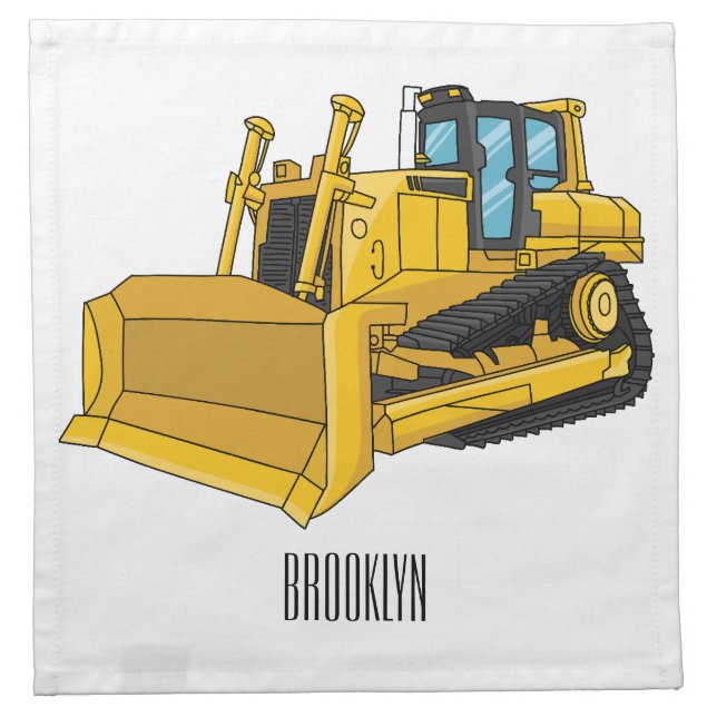 Bulldozer cartoon illustration cloth napkin (Front)