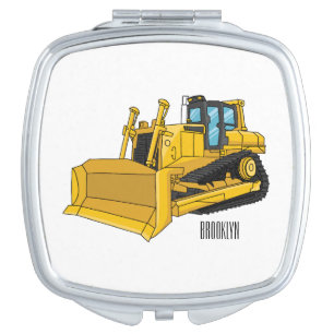 Bulldozer cartoon illustration  compact mirror