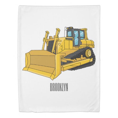 Bulldozer cartoon illustration duvet cover