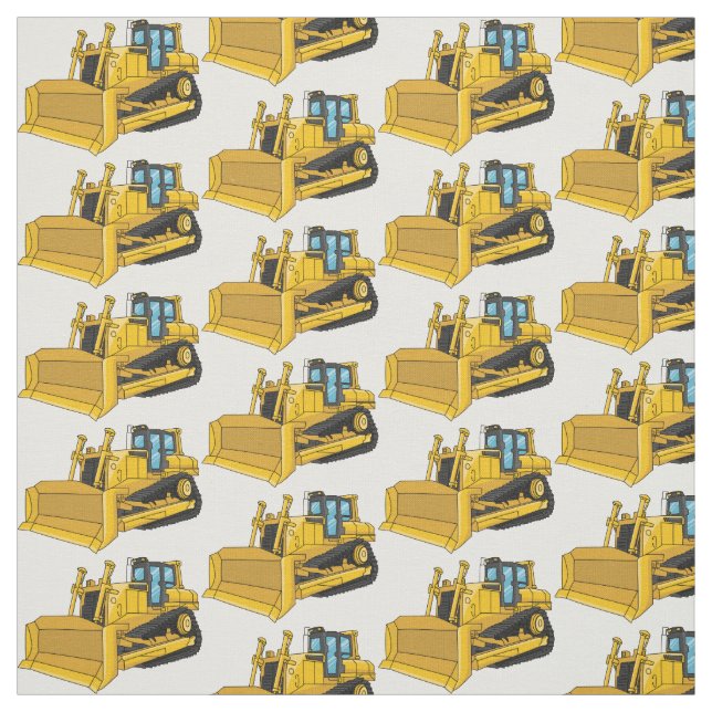Bulldozer cartoon illustration fabric (Swatch)