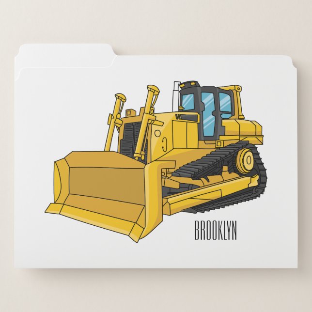 Bulldozer cartoon illustration  file folder (Front Left)