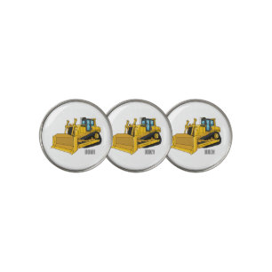 Bulldozer cartoon illustration golf ball marker