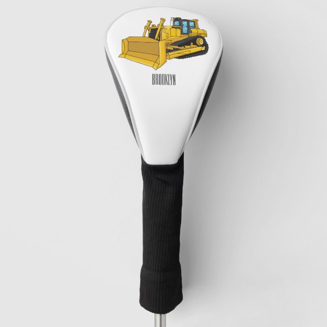 Bulldozer cartoon illustration golf head cover (Front)