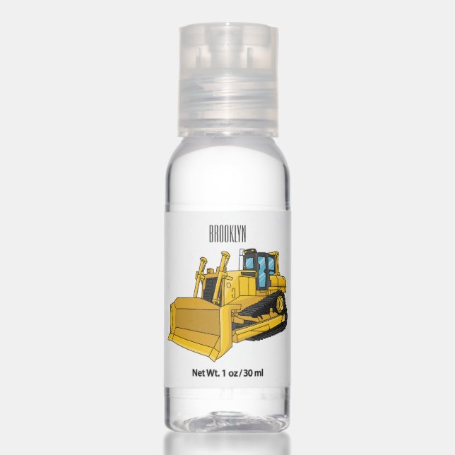 Bulldozer cartoon illustration hand sanitizer (Front)