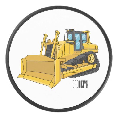 Bulldozer cartoon illustration hockey puck