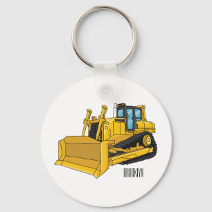 Bulldozer cartoon illustration keychain