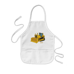 Bulldozer cartoon illustration kids' apron