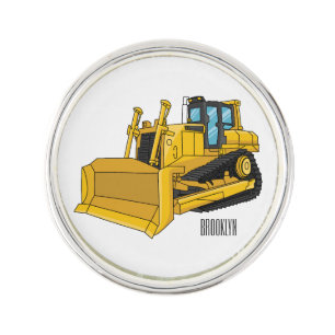 Bulldozer cartoon illustration lapel pin
