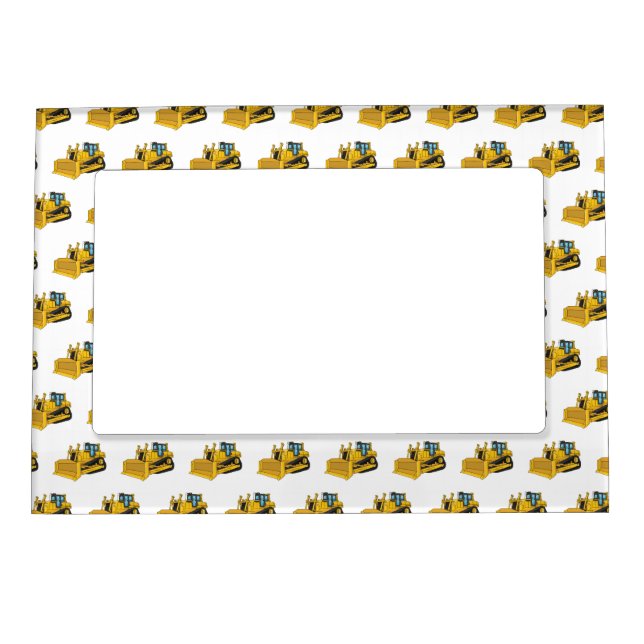Bulldozer cartoon illustration magnetic frame (Front)