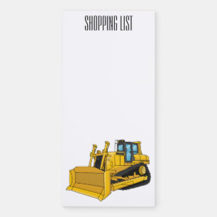 Bulldozer cartoon illustration magnetic notepad