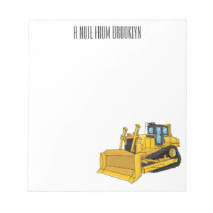 Bulldozer cartoon illustration notepad