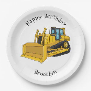 Bulldozer cartoon illustration paper plates