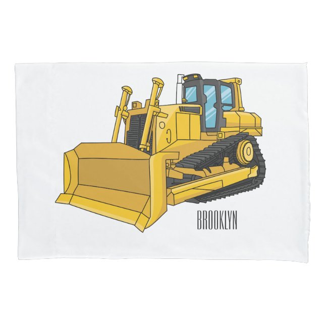 Bulldozer cartoon illustration  pillow case (Front)