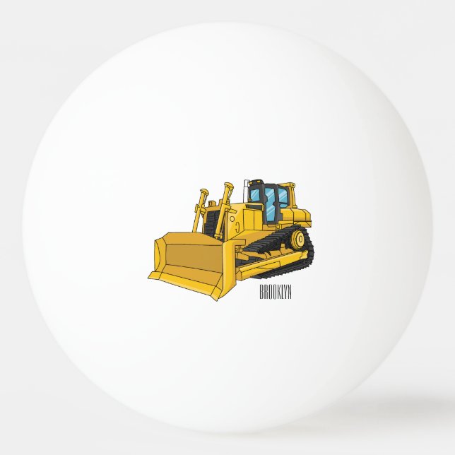 Bulldozer cartoon illustration ping pong ball (Front)
