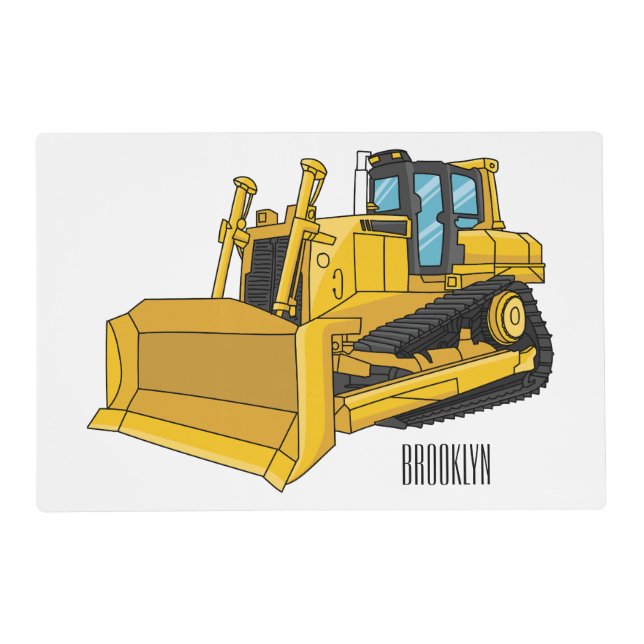 Bulldozer cartoon illustration placemat (Front)