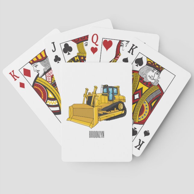 Bulldozer cartoon illustration poker cards (Back)