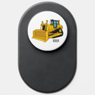 Bulldozer cartoon illustration PopSocket