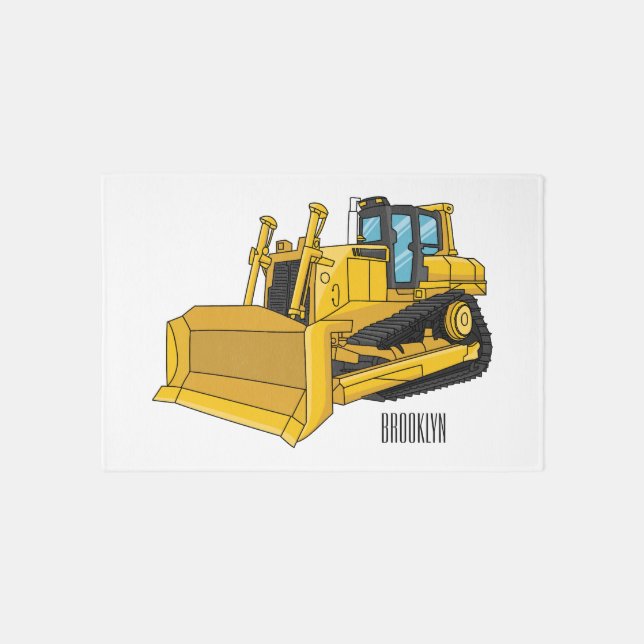 Bulldozer cartoon illustration rug (Front)