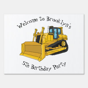 Bulldozer cartoon illustration sign