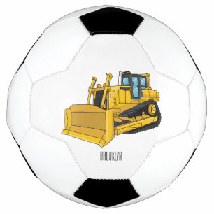 Bulldozer cartoon illustration soccer ball