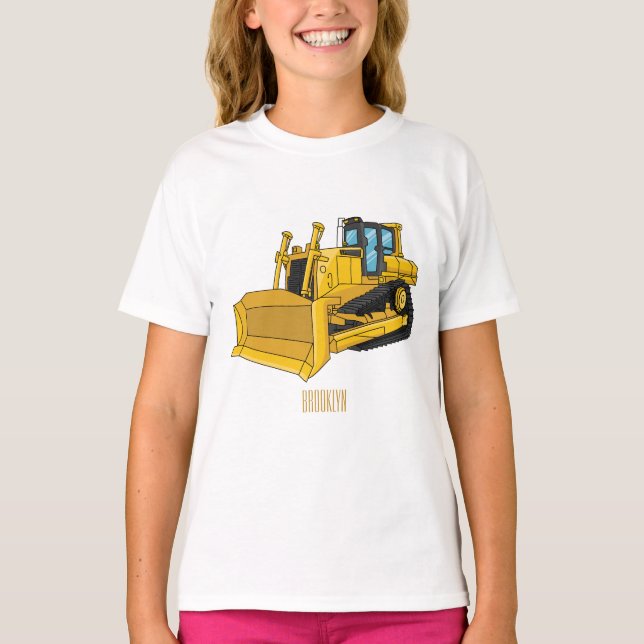 Bulldozer cartoon illustration T-Shirt (Front)